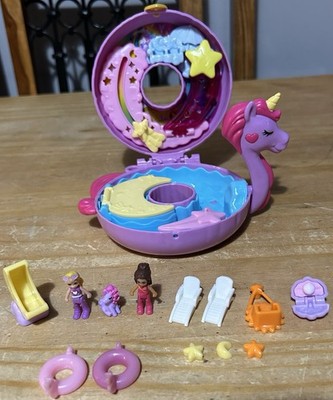 Polly Pocket Sparkle Cove Abenteuer Einhorn Floatie kompaktes Spielset. Top Zustand