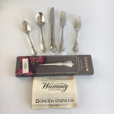 New Chateau Oneida Deluxe Stainless USA 5 Piece Place Setting Flatware Vtg 80s