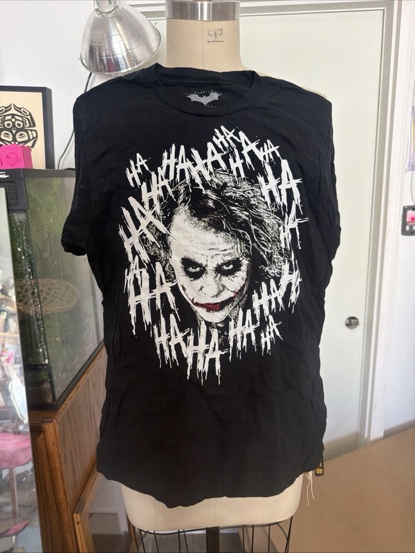 Vintage Batman The Dark Knight Joker T Shirt Mens Large Black - H. Ledger Smile