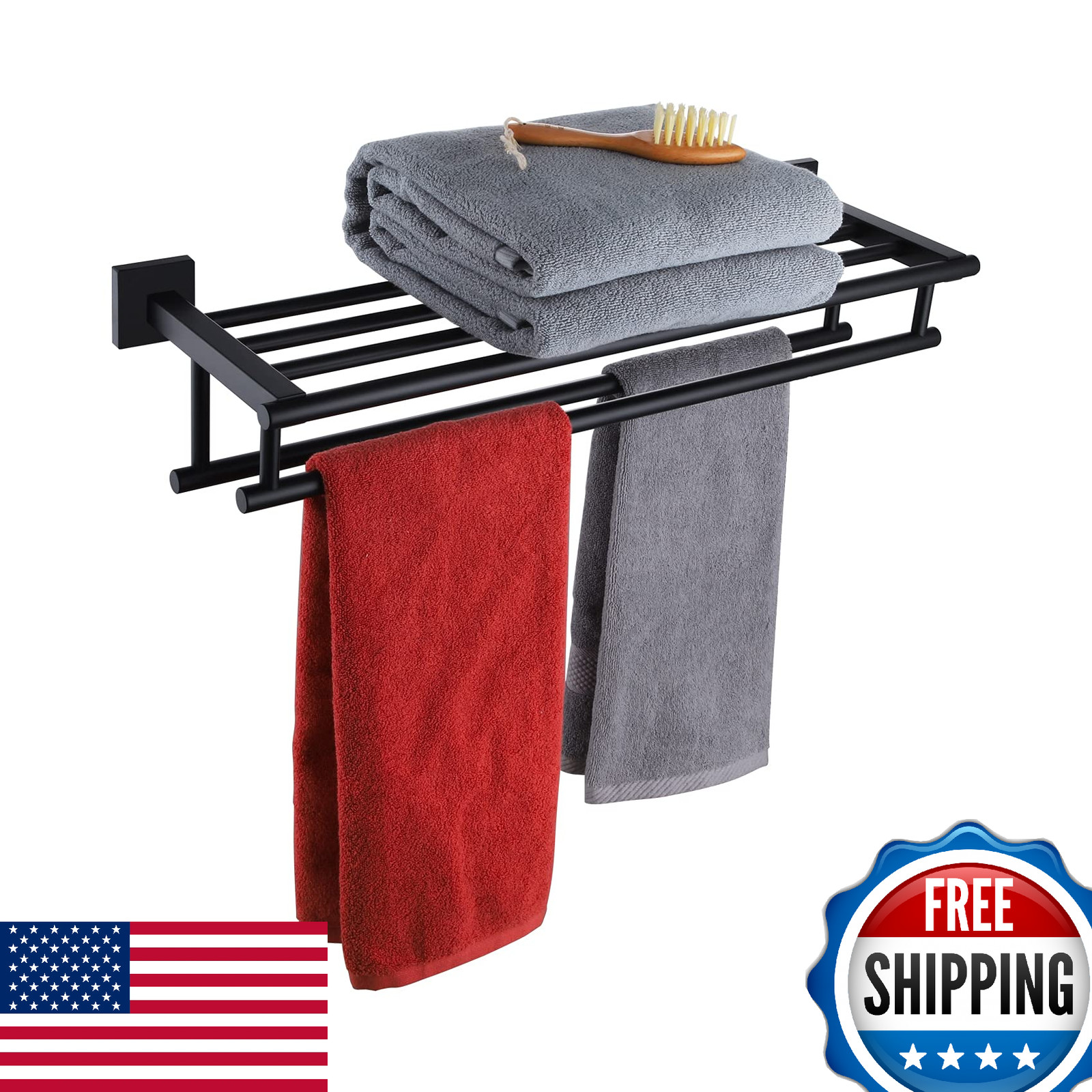 Rack With Double Towel Bars Bathroom Towel Shelf 20 Inch Tow
