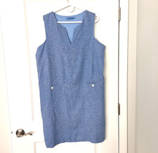 J. McLaughl Fully Lined Blue Linen Vacation Dress XL -RESORT SALE