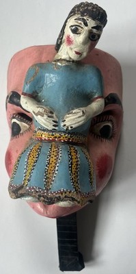Charming Mexican Guerrero Female Wooden Mask With Handel