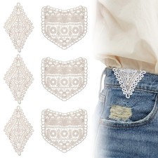 6 Pcs Lace Waist Extender for Jeans, Vintage Pant Waist Extenders 2 Styles