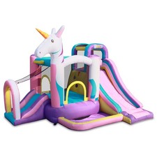 Pogo Pink Unicorn Inflatable Bounce House with Slide and Blower Kids Jumper