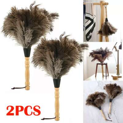 #ad 2Pcs 16quot; Ostrich Feather Duster Durable Dust Collecting Cleaning Tool In Wool US $10.00