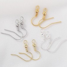 100pc 18K 14K Gold Plated French Earring Hooks with Ball Dangle Earring Findings