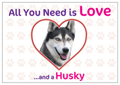 Funny Love and a HUSKY Vinyl Car Van Sticker Dog Pet Animal Lover 