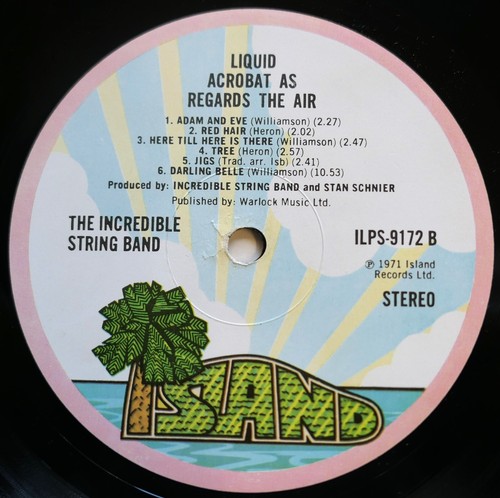 Incredible String Band Liquid Acrobat 1971 EX 1st Vinyl A1 B1 Island ILPS 9172 - Foto 2 di 6