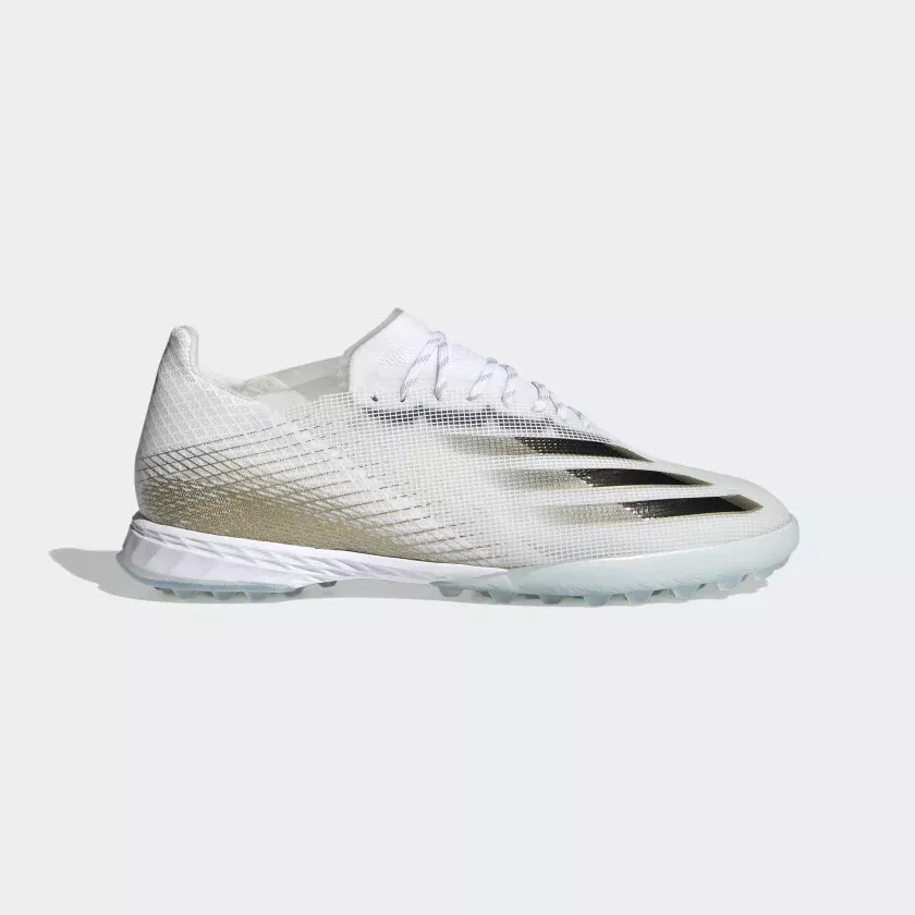 ADIDAS X GHOSTED .1 TF SOCCER CLEATS EG8173 WHITE GOLD BLACK AG