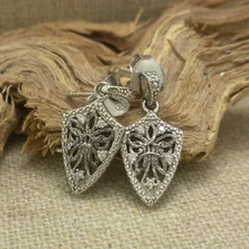 Sterling Silver Celtic Knot Guardian Angel Shield Earrings with CZs Keith Jack