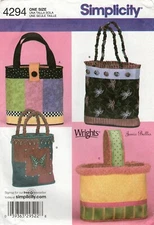 Simplicity 4294 Bags in Four Styles w Trim Detail UNCUT Sewing Pattern OOP