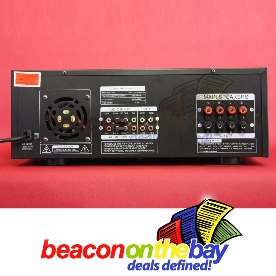 ASHTEC Mixer Amplifier Bluetooth 1200W FM Radio 10 Channel Karaoke DJ - Image 4 of 4