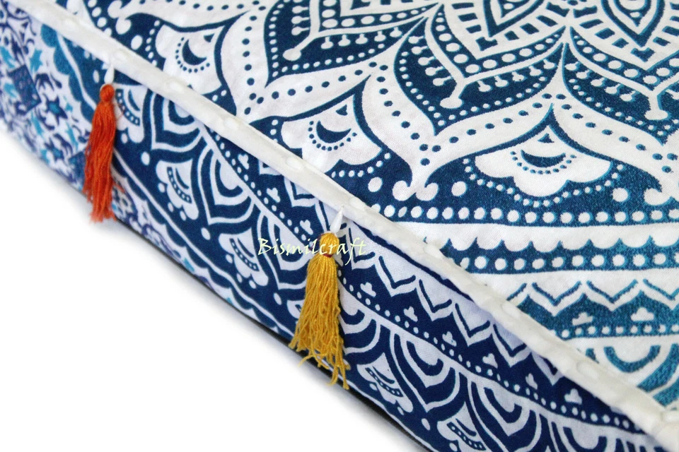 18X18X5" Square Mandala Cushion Cover Floor Pillow Cover Unfilled Zafu Pillow D5 - Image 2 of 4