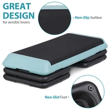 Fitness Aerobic Step 43'' Cardio Adjust Exercise Stepper Workout w/Risers Green