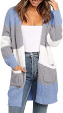 MEROKEETY Women Long Sleeve Waffle Knit Cardigan Open Front Side Slit Sweater XL
