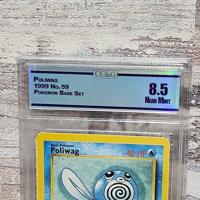 1999 Pokemon TCG Poliwag Base Set 59/102 Regular Unlimited Graded 8.5 NM  Card