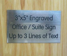 Custom Engraved 3x5 inch Silver Sign | Add Your Wording | with Adhesive Backing