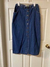 vintage eddie bauer Blue Jean Button Skirt Women  s Femme Size 14
