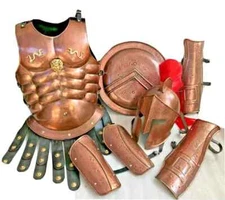 Helmet With Muscle Jacket Leg Arm Guard & Shield Costume Spartan king 300 movie