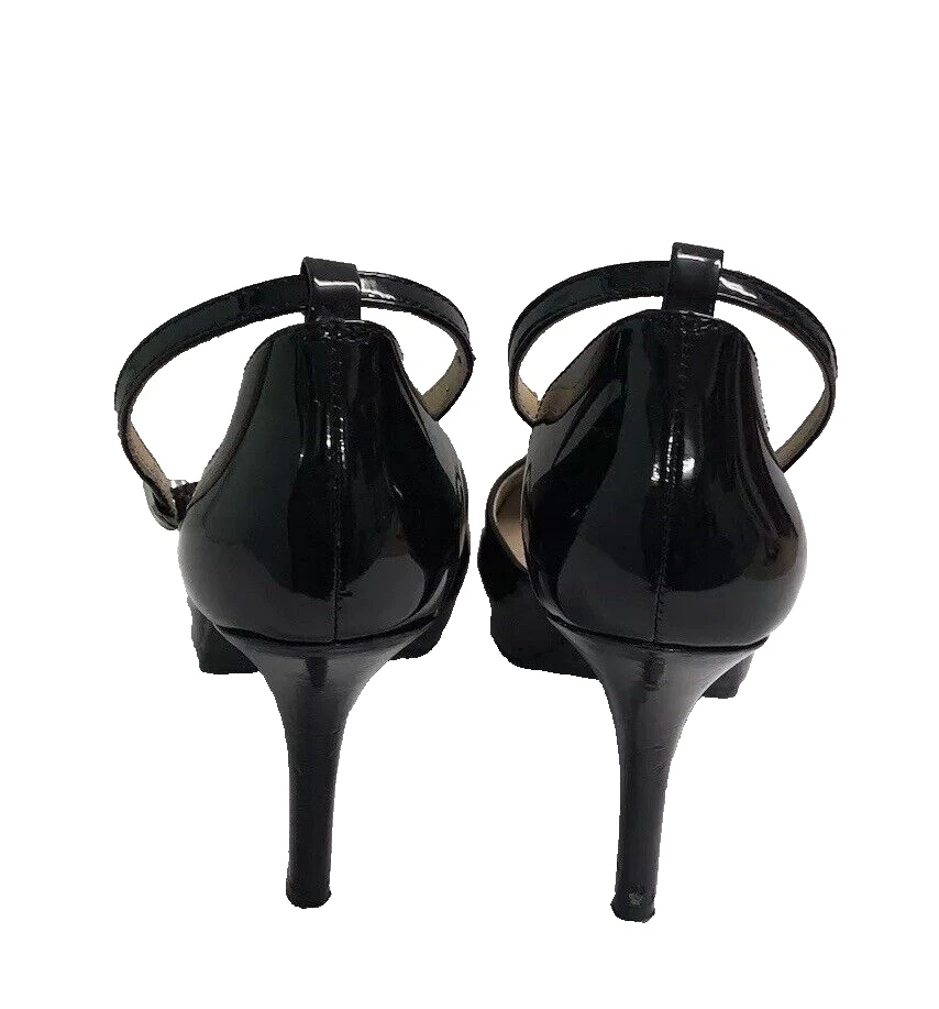 Sandalias de charol negras de moda de tacón alto para mujer talla 6 punta abierta Foto 4 de 4