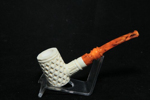 Lattice Poker Straight Stem Meerschaum Pipe, Unsmoked Pipe, Block Meerschaum - Picture 10 of 10