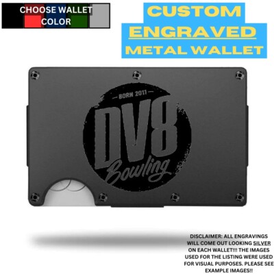 DV8 Bowling Logo Custom Laser Engraved Onto An Aluminum Wallet