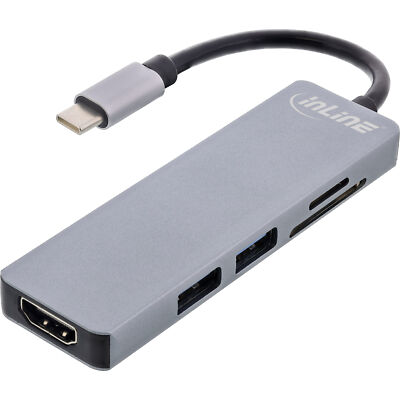 Multifunktions-Hub USB 3.2 Gen.1, 2x USB-A 5Gb/s + HDMI 4K/30Hz + Cardreader