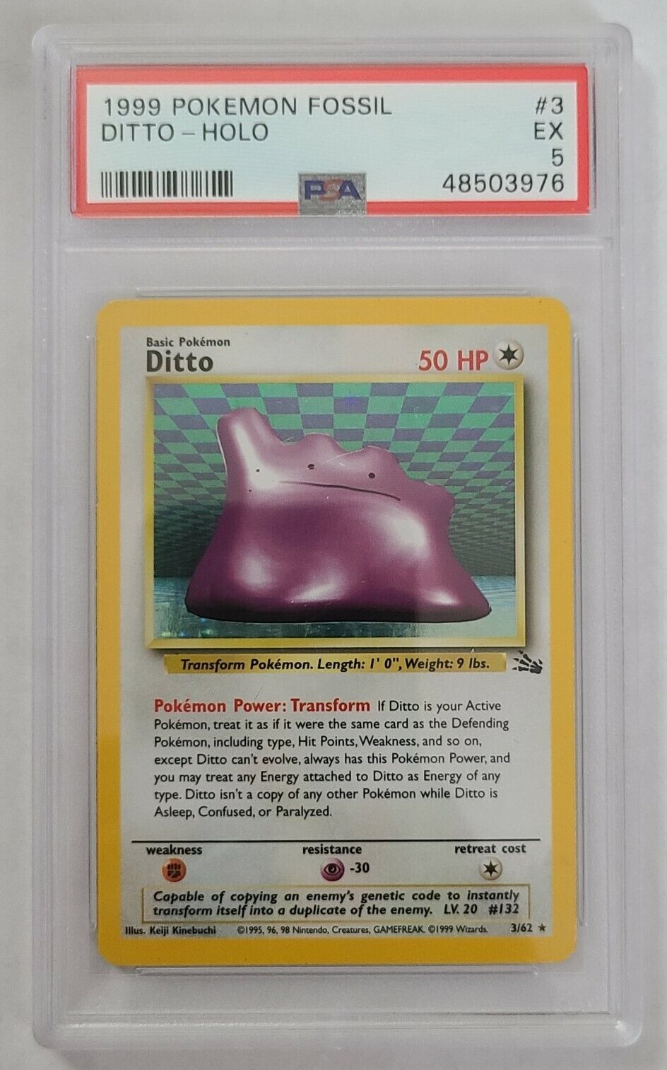 Pokémon DITTO 3/62 Holo Rare Fossil PSA 5 Graded EX 🍒