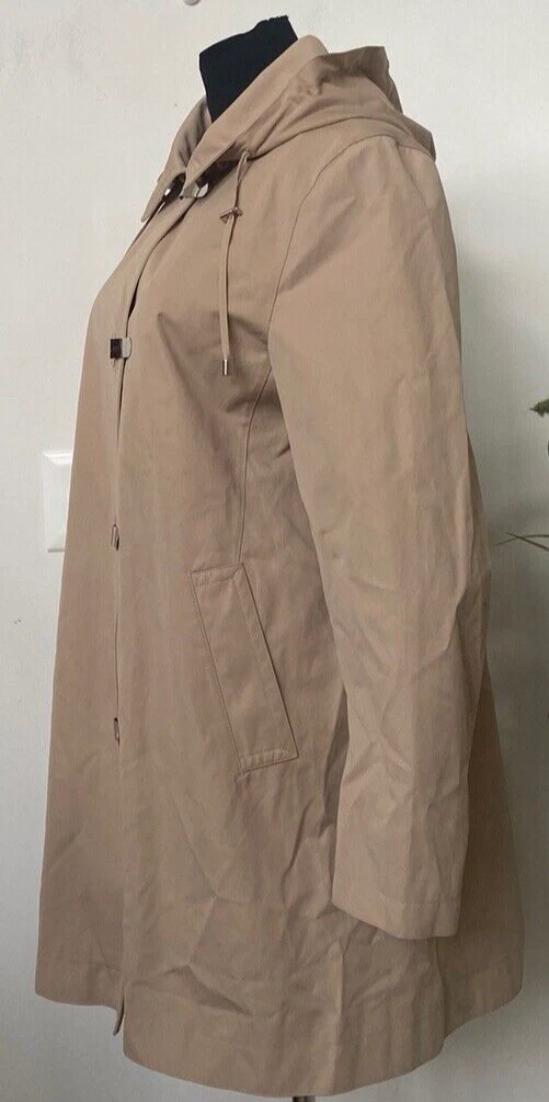 Michael Kors trincea donna beige poliestere con cappuccio taglia L G ottime condizioni! MSRP $280
