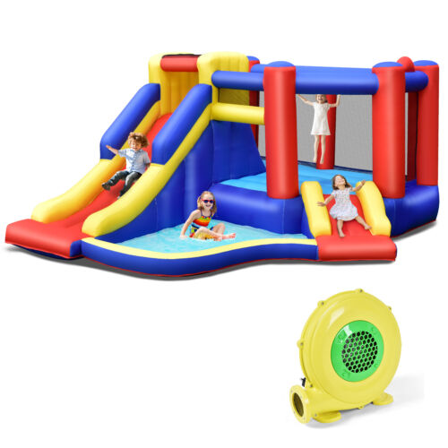 Inflatable Bounce House Kids Jumping Castle w/Dual Slide Climbing Wall w/ Blower - Picture 1 of 9