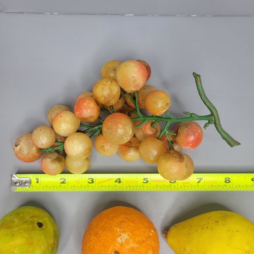 Vtg Italian Stone Alabaster Marble Realistic Fruit Tangerine Lemon Pear Grapes - Picture 8 of 18