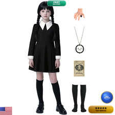 Rkkvqp Kids Halloween Costumes Girls Soft Black Dress Necklace Hairpin Socks