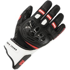 Richa Stradale Stealth Motorbike Motorcycle Leather Gloves - Black / White / Red