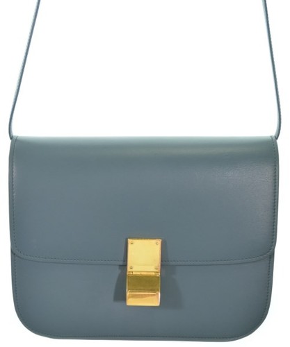 CELINE Classic Box Shoulder Bags Calf Leather Blue Medium 2200669729696