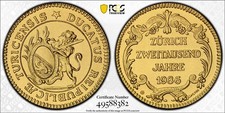 1986 Switzerland Zurich Gold Ducat Restrike of 1775 - PCGS MS70 - Rare Beauty!