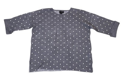 Cynthia Rowley Gray Polka Dot Sweater Women s 2X 3/4 Sleeve Knit Top
