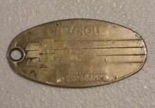 Vintage Brass Metal CHEVROLET  Key Fob From 1980s Low Number 09278