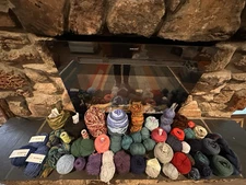 large lot of yarn, opened used. malabrigo, burly spun and many more brands 49