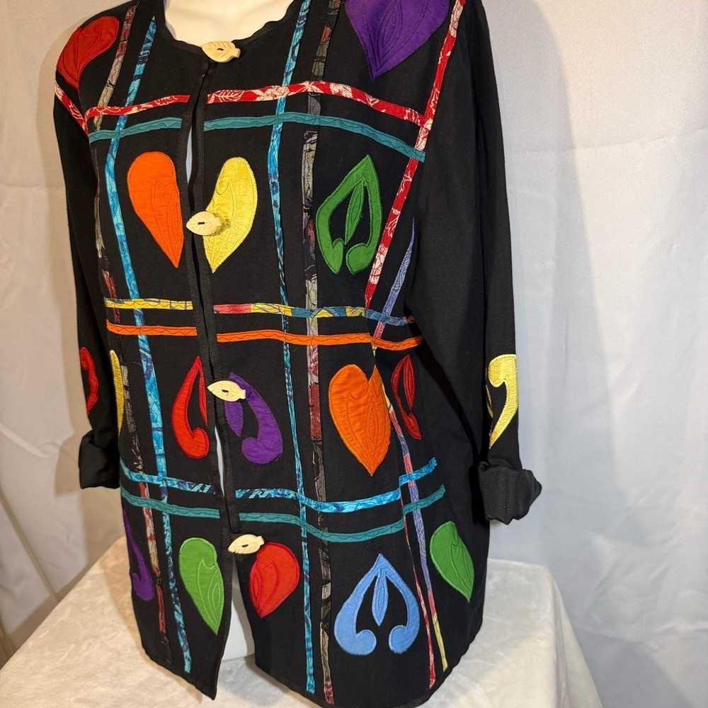 Allure Boho Patchwork Appliqué Button Front Tunic… - image 4
