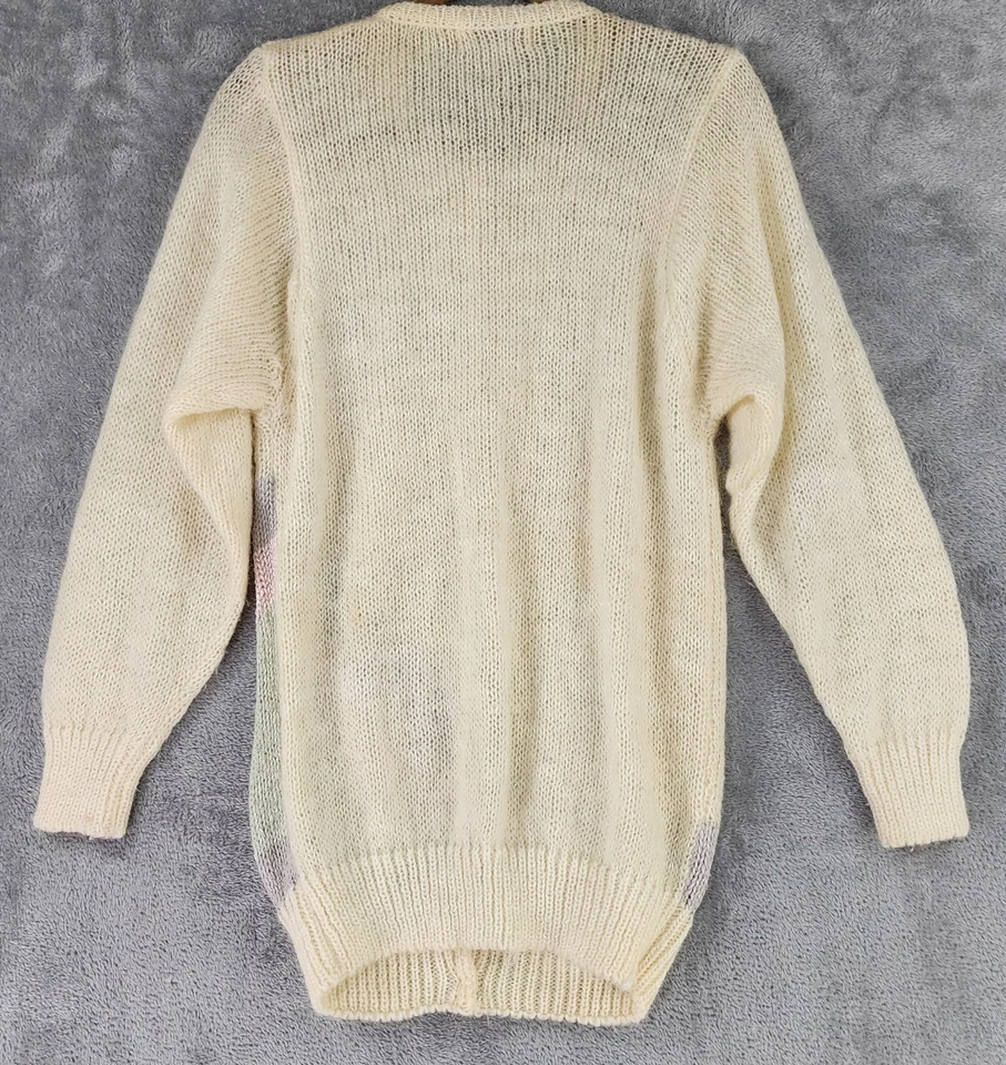 Suéter Lauren Hansen Mujer Mediano Crema Abotonada Telar a Mano Cárdigan Vintage Foto 2 de 4