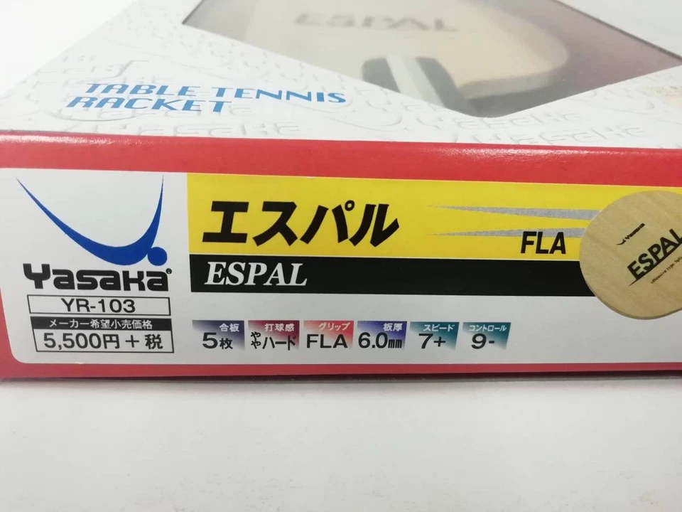 Raqueta de tenis de mesa Yasaka Shake S-Pal de 5 capas de madera contrachapada YR103 ligeramente dura sin usar Foto 2 de 4