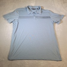 Travis Mathew Polo Shirt Mens 2XL Blue Stripe Golf Performance Short Sleeve
