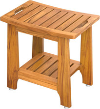 18 Inch Teak Shower Bench Standard Bath Seat Non Slip Leveling Feet