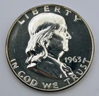 1963 Proof Franklin Half Dollar 50 Cents 50C 90% Silver PR Philadelphia Mint