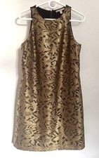 Banana Republic Vintage Gold Lace Shift Dress Sz 6 Party Ready