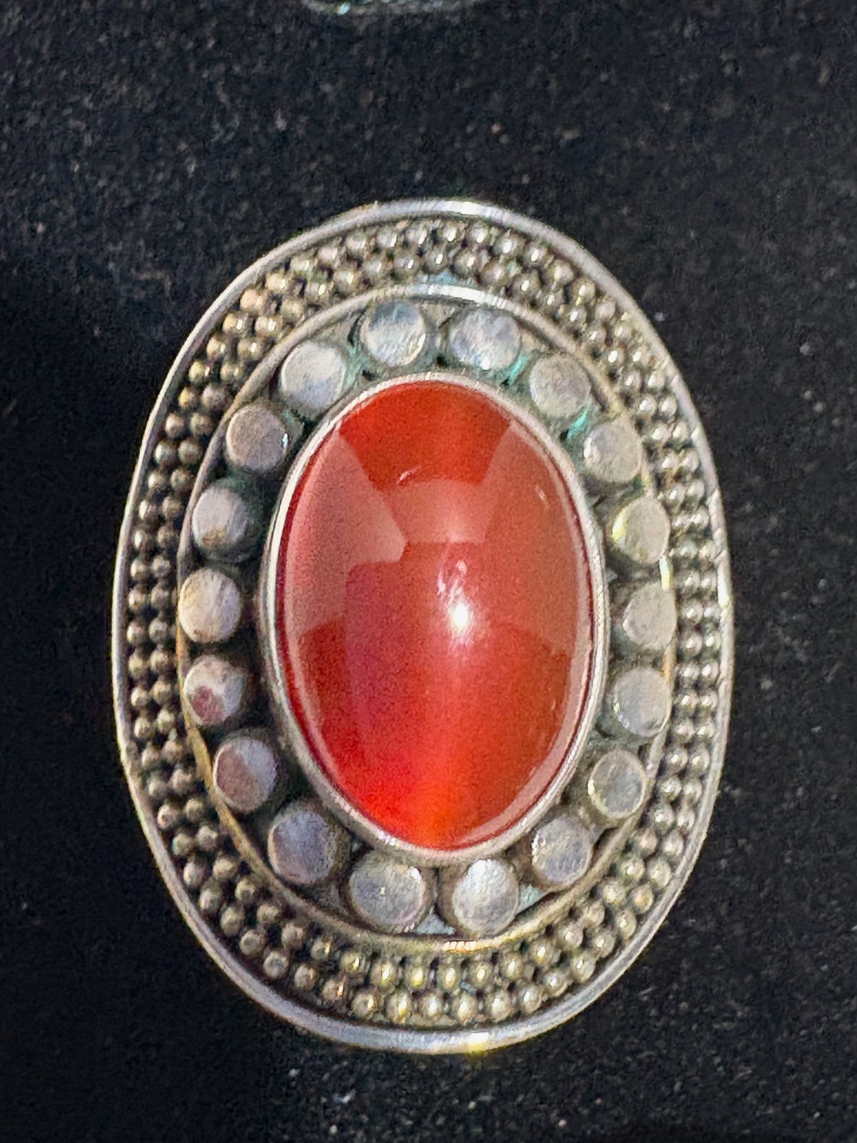 Silver Red Oval Ring Size 7 Statement - image 1