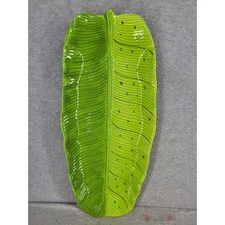 Gates Ware Banana Leaf Platter Serving Dish Green Ceramic Tropical 20"
