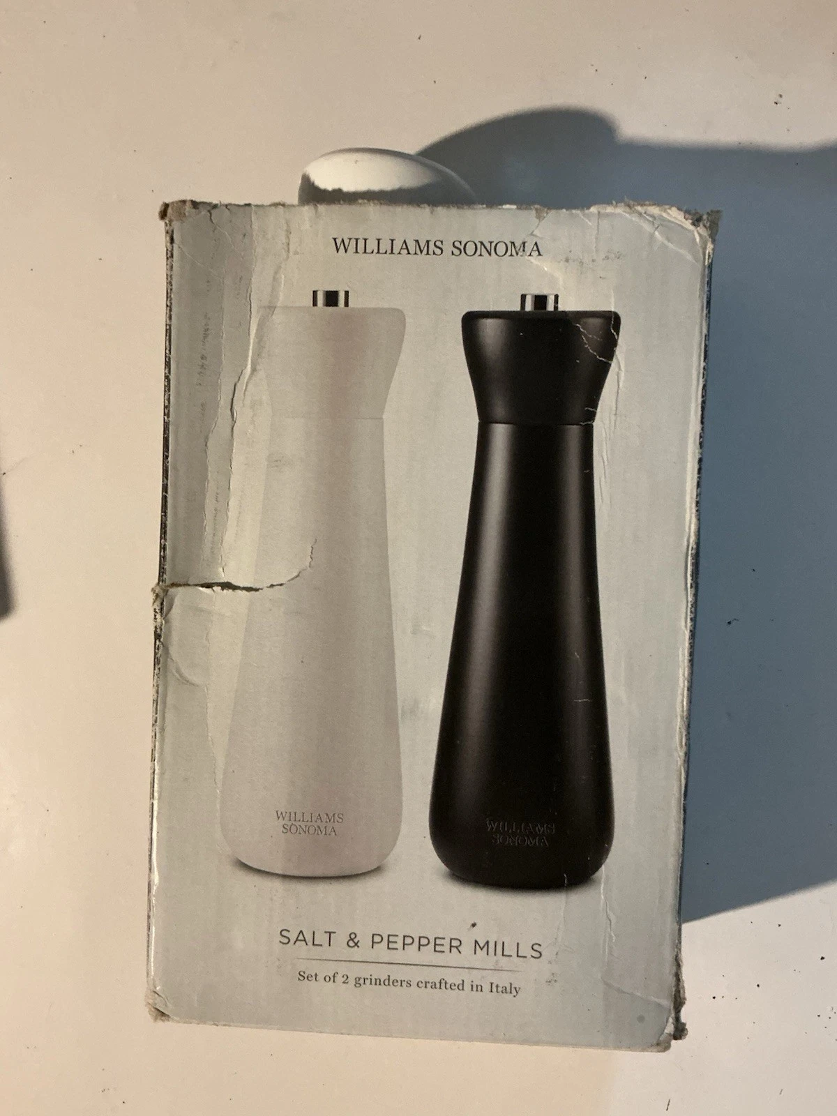 In Box Black & White Wood Salt and Pepper Grinders-Williams Sonoma|32639