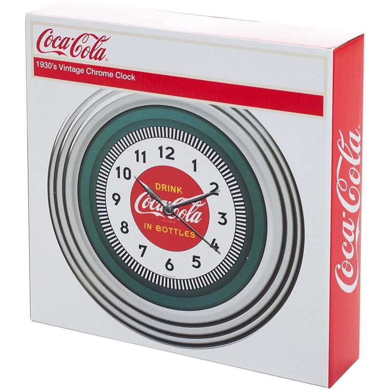 Coca-Cola Neon Wall Clock Chrome Finish 1930s Style Battery Operated 11.75 Inch