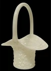 Vintage Fenton Milk Glass Daisy & Button Pattern Top Hat Vase - Handled Basket